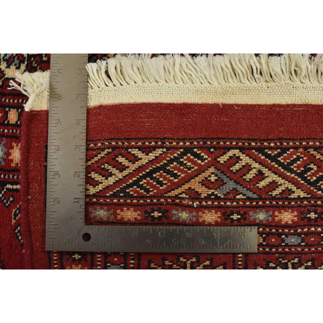 Bokhara Rug 4’1” X 6’4” Red Wool Tribal Hand-Knotted Oriental Carpet For Sale - Image 11 of 11