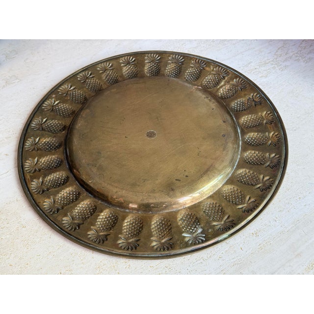 1970s Brass Pineapple Charger Plates - Set of 6 For Sale - Image 5 of 6