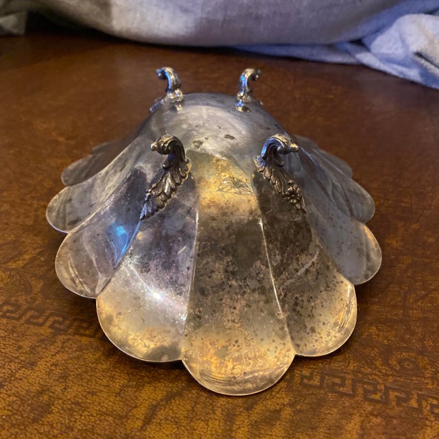 Vintage Reed & Barton Silver-on-Copper Fluted Oval Bowl For Sale - Image 10 of 11