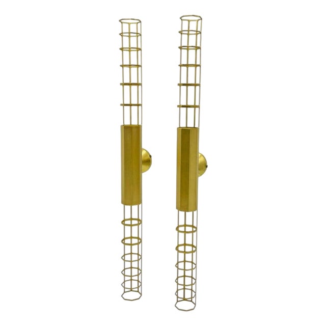 Pair Baxter "Palomar" Brass Sconces by Pietro Russo, Italian Modern Lights For Sale