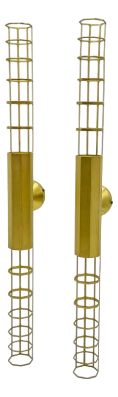 Pair Baxter "Palomar" Brass Sconces by Pietro Russo, Italian Modern Lights