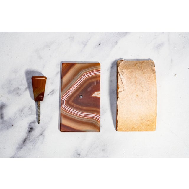 Stately Polished Carnelian Agate Stone Antique Desk Ink Blotter Office Home Decor Paperweight For Sale - Image 11 of 12