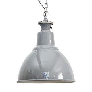 16″ Industrial Grey Benjamin Pendant Light, 1950s For Sale