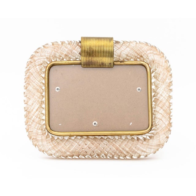 Barovier and Toso Murano Aventurine Glass and Brass Picture Frame, unmarked. 7.75" H x 9.5" W x 5.5" D. Provenance: From a...