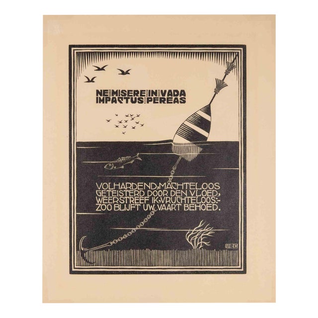 Maurits Cornelis Escher, Buoy, Woodcut, 1931 For Sale