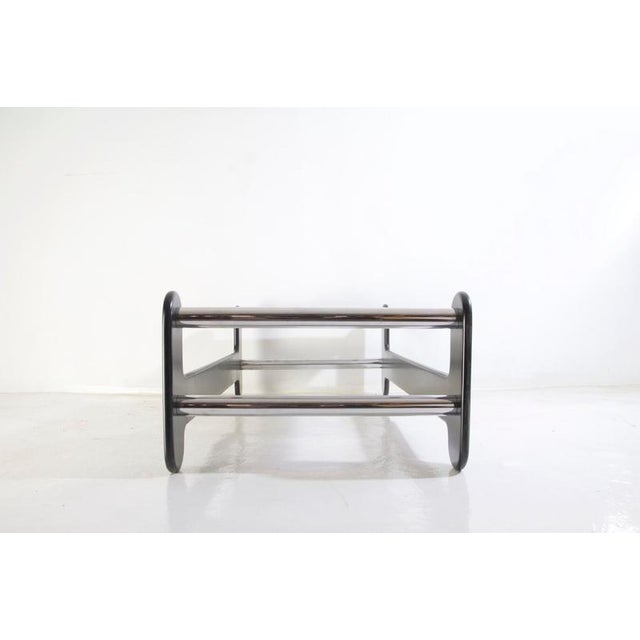 Wood Black and White Coffee Table in Lacquered Wood and Chrome, Italy, 1970s For Sale - Image 7 of 9