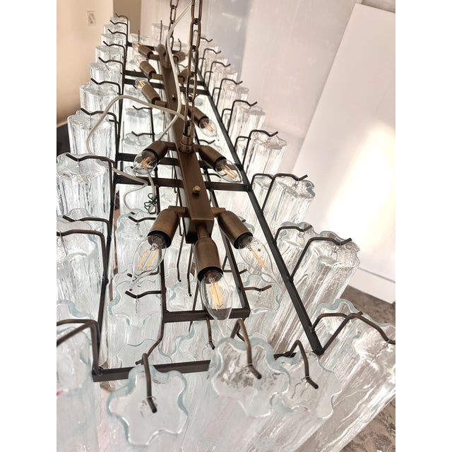 Contemporary Luxury Rectangular "Tronchi" Murano Glass Burnished Chandelier For Sale - Image 6 of 9