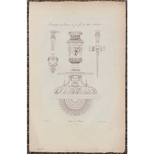 Pair of 19th century illustrations of figural and sculptural designs in bronze. Each sheet: 17.75 x 11.25 inches