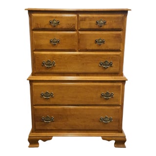 Ethan Allen Heirloom Nutmeg Maple Colonial Early American 38" Chest on Chest 10-5305 For Sale
