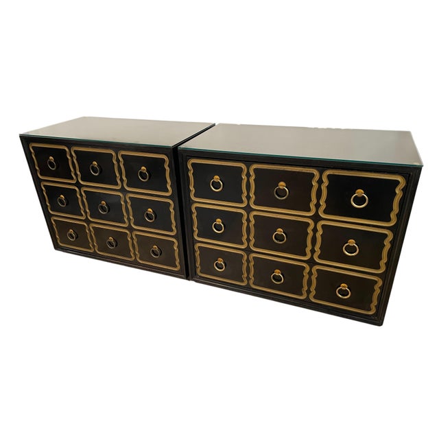 Very hard to find authentic Dorothy Draper Espana chests of drawers. Designed by Draper for Heritage-Henredon in the...