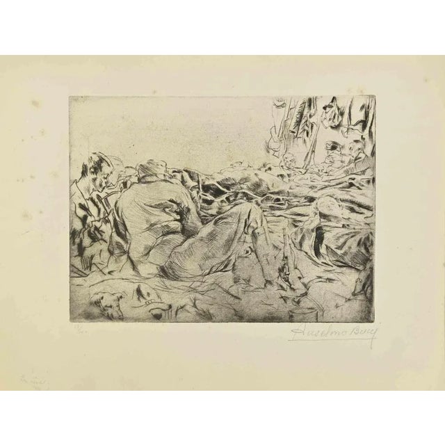 Le Rêve-from "Le Croquis du Front Italien" is an Artwork, Drypoint, realized by the Italian Artist Anselmo Bucci, in 1917....