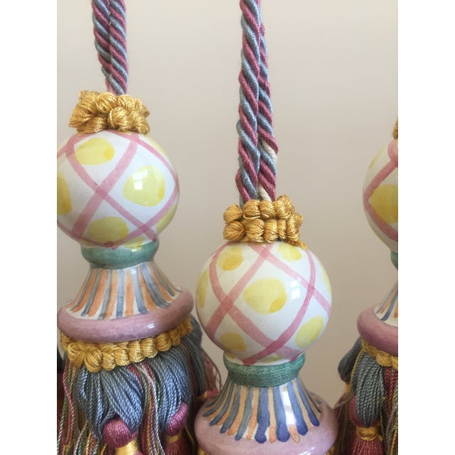 Mackenzie Childs Vintage Majolica Tassel in Pink/Yellow Chairish