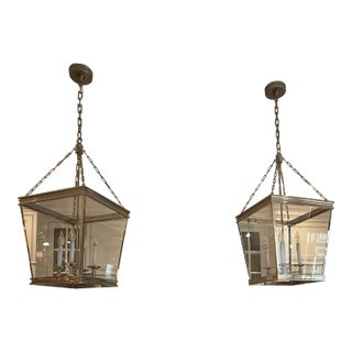 Visual Comfort Launceton Large Square Pendants - a Pair For Sale