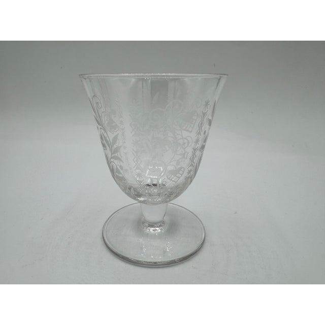 Glass White Wine Glasses with Argentina Pattern from Baccarat, 1940, Set of 5 For Sale - Image 7 of 18