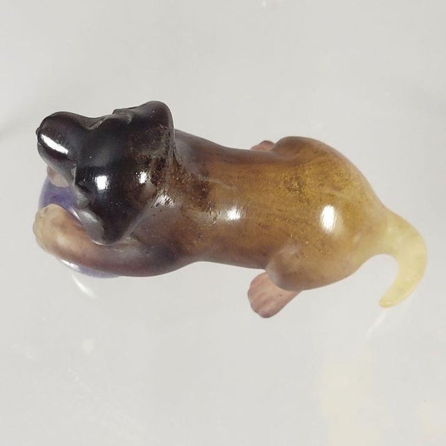 Late 20th Century Daum France Crystal Puppy With Ball For Sale - Image 5 of 7