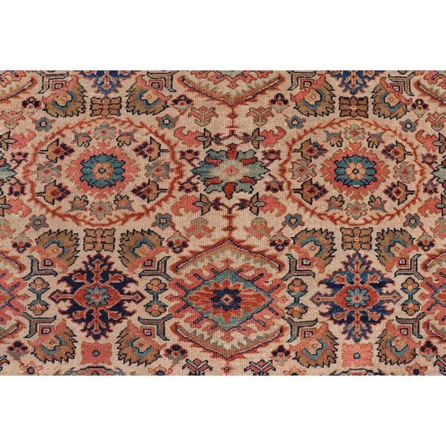 Antique Persian Sultanabad Rug With All Over Sub Geometric Design on Ivory Field 8'6" X11'8" For Sale - Image 4 of 11