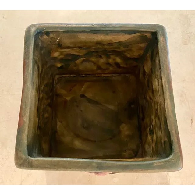 Weller Pottery Small Antique Weller Woodcraft Roma Square Planter For Sale - Image 4 of 8