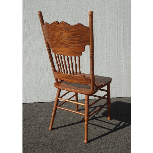 Set of Four Vintage Oak Pressback Dining Room Chairs ~ French Country 2of2 For Sale - Image 12 of 12