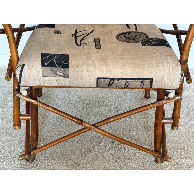 Italian Bamboo and Brass Chair and Ottoman 1970s For Sale - Image 12 of 16