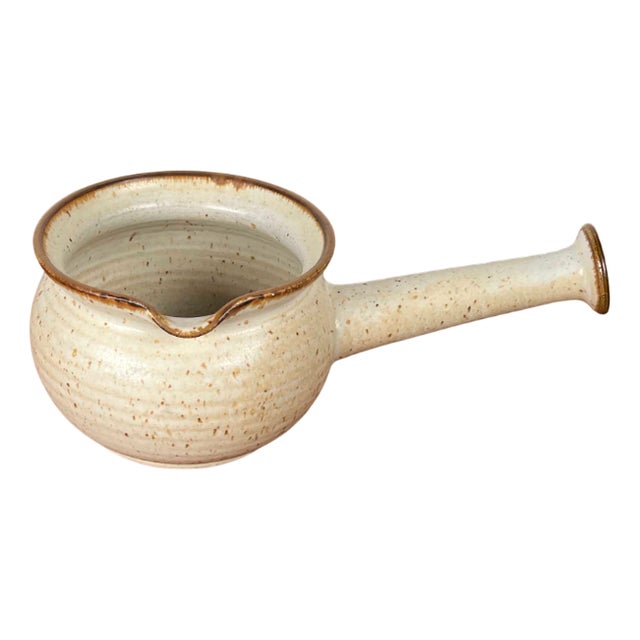 Mid-Century Danish Studio Pottery Bowl with Handle from Tversted Vendelbo Stentoj, 1960s For Sale