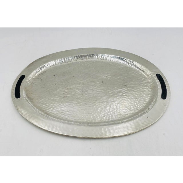 Mexican Mexican Modern Hammered Silver Tray by Emilia Castillo, Taxco Mexico 1980s For Sale - Image 3 of 12