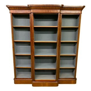 Victorian Mahogany Breakfront Open Bookcase, 1860 For Sale
