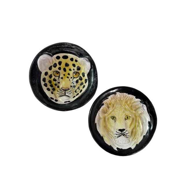 Ceramic Mid-Century Italian Pottery Wild Cat Trinket Dishes - a Pair For Sale - Image 7 of 7