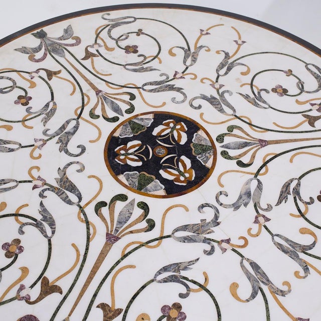 Pietra Dura Hollywood Regency Inlaid Stone Center Table For Sale - Image 9 of 9