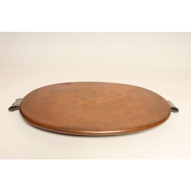 Metal Large Mexican Arts and Crafts Copper and Silver-Plate Serving Tray by Tane For Sale - Image 7 of 18