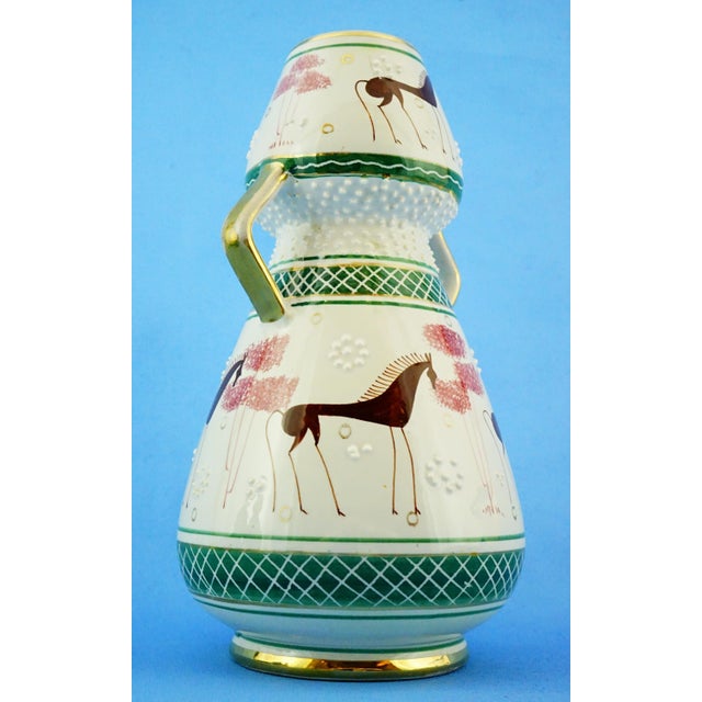 Vintage Ceramic Vase with Stylized Horses by Serafino Volpi, Italy, 1950s For Sale - Image 10 of 18