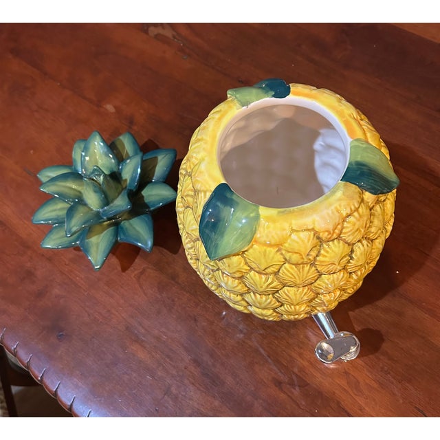 Coastal Tropical Ceramic Pineapple Drink Dispenser For Sale - Image 3 of 4