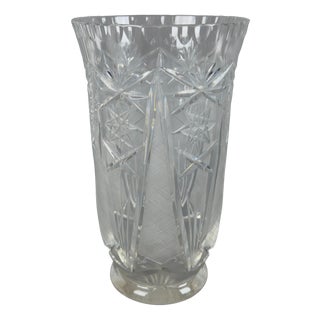 Vintage Bohemian Crystal Vase, 1960s For Sale