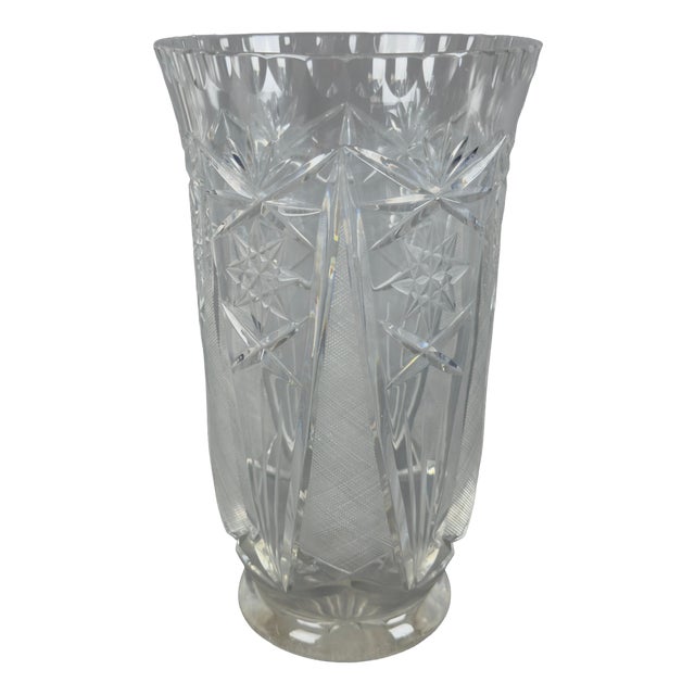 Vintage Bohemian Crystal Vase, 1960s For Sale