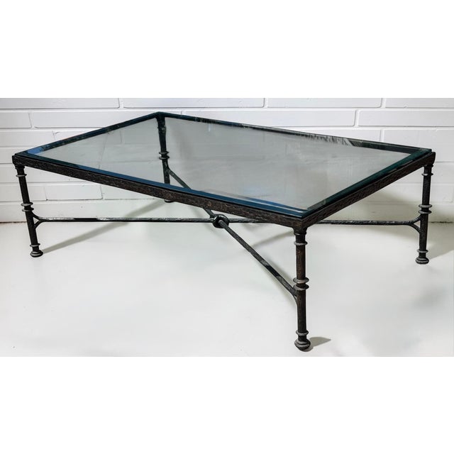 Diego Giacometti Painted Wrought Iron Cocktail Table With Glass by Paul Ferrante