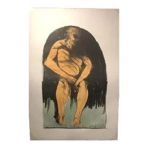 1970s Leonard Baskin Lithograph, "Olympus" the Athlete for the Olympics