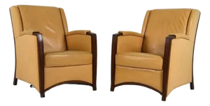 Mid 20th Century Pair Art Deco Leather Lounge Chairs