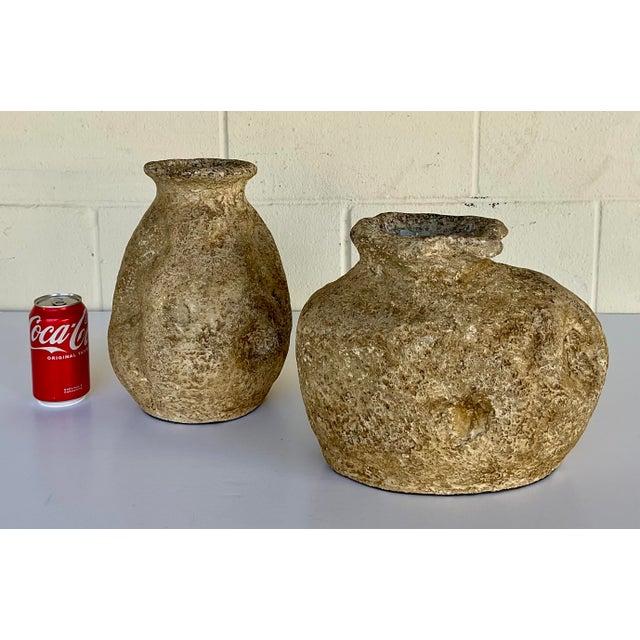 Organic Modern Primitive Indoor Outdoor Ancient Echos Vases Set of 2 For Sale - Image 4 of 5