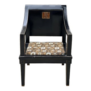 Black Lacquer Scroll Back Copper Summer Character Accent Fusion Chair For Sale