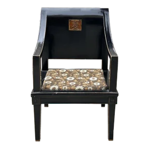 Black Lacquer Scroll Back Copper Summer Character Accent Fusion Chair