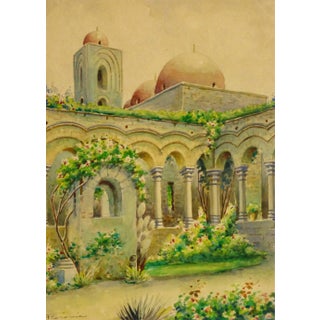 Flaromia, Vintage Italian Landscape - Ornate Courtyard For Sale