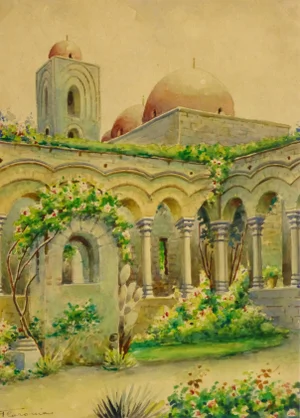 Flaromia, Vintage Italian Landscape - Ornate Courtyard