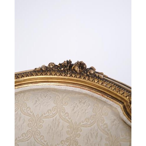 Cream Bergère Armchair in Gilded Wood and Light Fabric, 1860 For Sale - Image 8 of 12