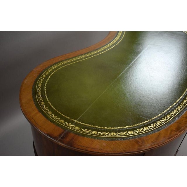 Edwardian Flame Mahogany Kidney-Shaped Writing Desk, 1900 For Sale - Image 12 of 13