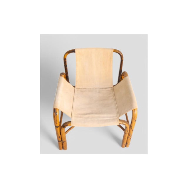 Vintage Bamboo and Canvas Armchair, 1960s For Sale - Image 6 of 12