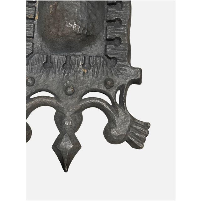 Gothic Antique Gothic Wall Sconce Plate Black Metal Cast Iron Medieval For Sale - Image 3 of 5