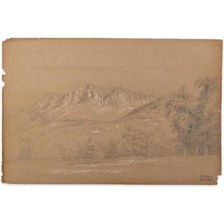 Marie Hector Yvert, Alpine Landscape, Pencil Drawing, 19th Century For Sale