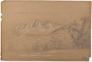 Marie Hector Yvert, Alpine Landscape, Pencil Drawing, 19th Century