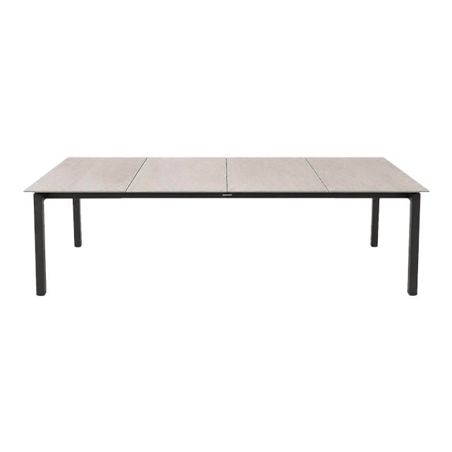 Brown Jordan Adapt 96” Outdoor Dining Table – Nebbia Dekton Stone Top – Contemporary Aluminum Frame For Sale