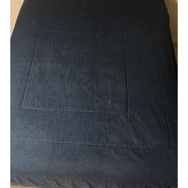 Late 20th Century Ralph Lauren Reversible Rare Dark Blue Heavy Denim Queen Comforter Vintage Excellent "Mint" Condition For Sale - Image 5 of 6