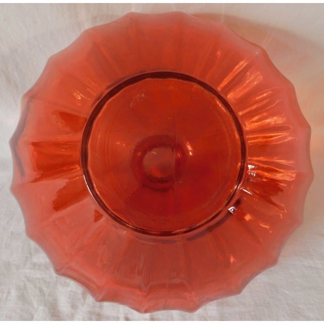 Red Large Vintage C1980s Red Scalloped Glass Floor Vase For Sale - Image 8 of 9